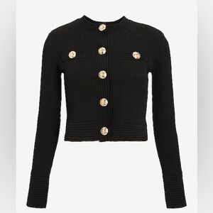 Express Black Cardigan with Gold Buttons